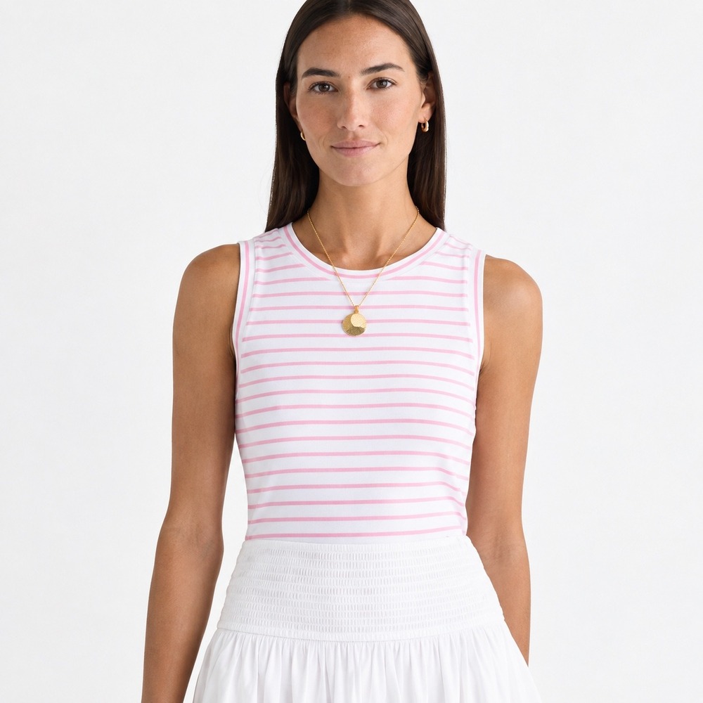 Vineyard Vines Womens Pink White Striped Sleeveless Tank Top 2K005365 XS